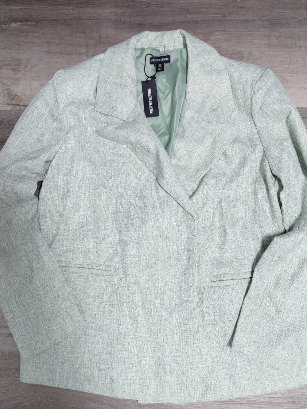 Textured Linen Feel Oversized Women's Green Blazer Size 6